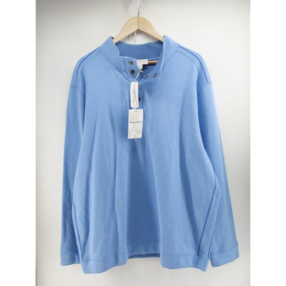 Tommy Bahama Men's Reversible XXL Snap Mock‎ Pullover Sweatshirt Blue 2XL